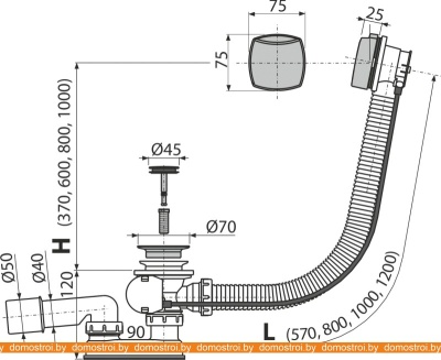 Сифон с переливом Alcaplast A553K фотография