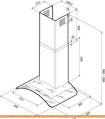 Вытяжка Krona Sabrina 600 Inox/Glass Push Button фотография