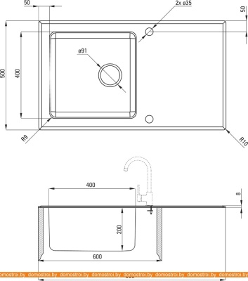 Кухонная мойка Deante Pallas ZSP 0W2C фотография