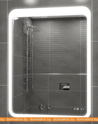 Зеркало Континент Lacio Led 68.5x91.5 (с часами) фотография