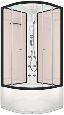 Душевая кабина Domani-Spa Delight 99 High 90x90 (прозрачное стекло / розовые стенки) с крышей с гидромассажем фотография