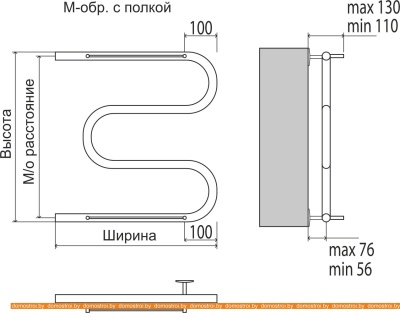 Полотенцесушитель TERMINUS М-обр с/п AISI 32x2 (600x500) фотография