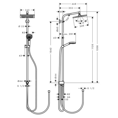 Душевая стойка Hansgrohe Crometta E240 1jet [27289000] фотография