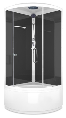 Душевая кабина Domani-Spa Simple high 90x90 (прозрачное стекло / черные стенки) фотография