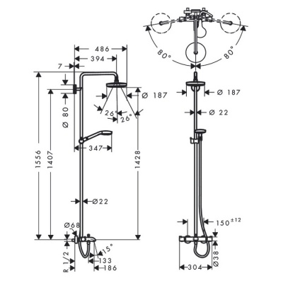 Душевая стойка Hansgrohe Croma Select S 180 2jet [27351400] фотография
