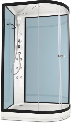 Душевая кабина Domani-Spa Delight 128 L 120x80 (прозрачное стекло / голубые стенки) с крышей с гидромассажем фотография