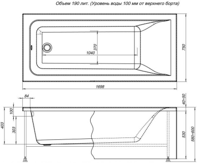 Акриловая ванна Aquanet Bright 170x75 фотография
