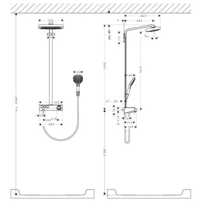 Душевая стойка Hansgrohe Raindance Select E 300 3jet Showerpipe [27127400] фотография