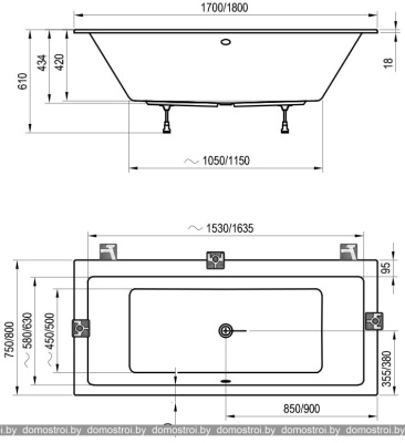 Ванны Ravak Formy 01 Slim 170x75 C691300000 фотография