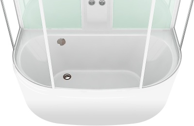 Душевая кабина Domani-Spa Neat high 150x80 (прозрачное стекло / белые стенки) с крышей с гидромассажем фотография