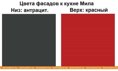 Кухня Интерлиния Мила 12x27 (красный-антрацит-кастилло темный) фотография