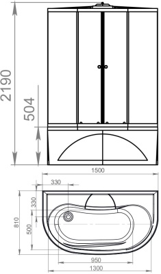 Душевая кабина Domani-Spa Neat high 150x80 (сатин матированное стекло / белые стенки) с крышей с гидромассажем фотография