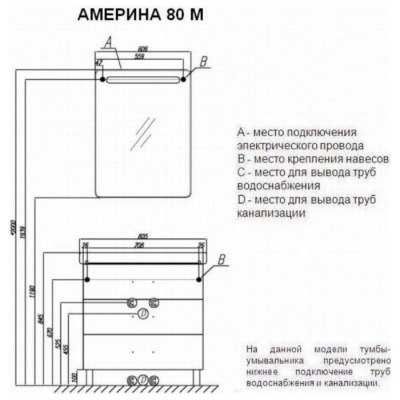 Тумба под умывальник Акватон Америна 80м фотография