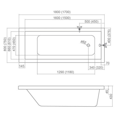 Акриловая ванна Roltechnik Kubic 180x80 фотография
