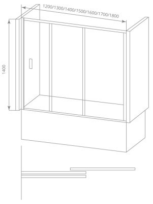 Шторка на ванну GoodDoor SCREEN WTW-120-G-CH 120x140 фотография