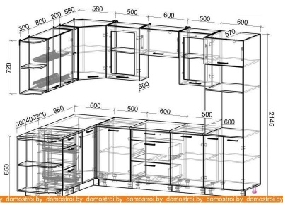 Кухня Интерлиния Мила Gloss 1.88x2.8 правая (красный-черный) фотография