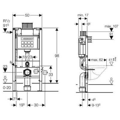 Инсталляция для подвесного унитаза Geberit Duofix 111.290.00.1 фотография