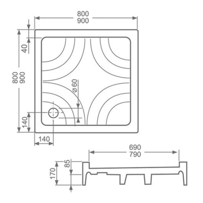 Акриловый поддон Roltechnik COLA-P 90x90x17 фотография