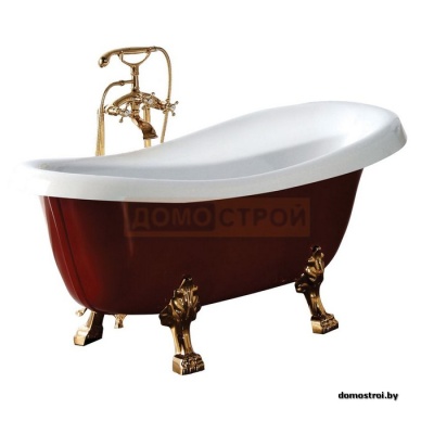 Акриловая ванна BelBagno BB04-ROS-CRM 170x80 бордо хром фотография