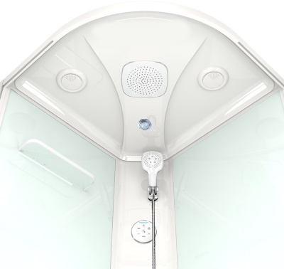 Душевая кабина Domani-Spa Delight 99 High 90x90 (тонированное стекло / черные стенки) с крышей с гидромассажем фотография