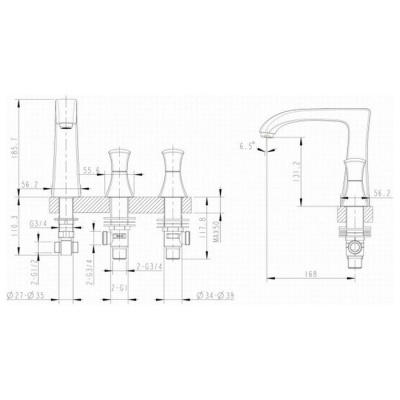 Смеситель для ванны Bravat WHIRLPOOL F578112C-1 фотография
