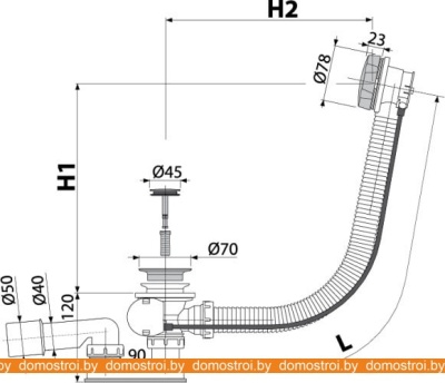 Сифон с переливом Alcaplast A55ANTIC-80 фотография