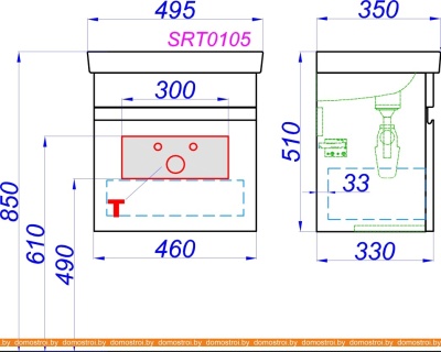 Тумба под умывальник Aqwella Smart 50 SRT0105BS (бетон светлый) фотография