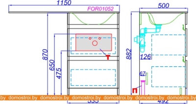 Тумба Aqwella Forma 115 L FOR01052 под умывальник Forma FOR.11.04.D-L фотография