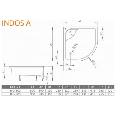 Акриловый поддон Radaway Indos A90 90x90x41.5 фотография
