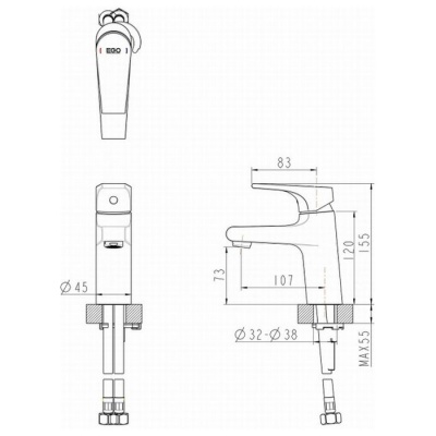 Смеситель для умывальника Bravat VEGA F1119177CP фотография