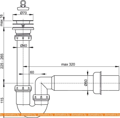 Сифон с переливом Alcaplast A800 DN50 фотография