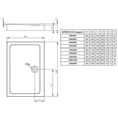 Акриловый поддон Radaway Doros D Compact 100x80x11.5 фотография