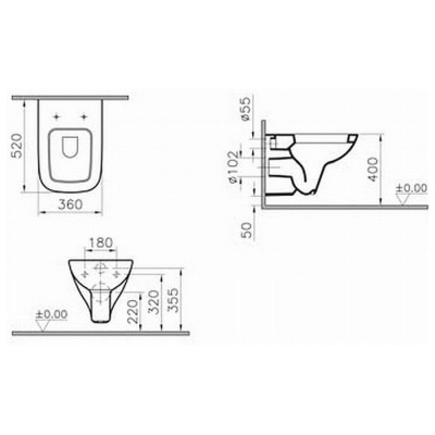 Подвесной унитаз Vitra S20 52 см 5507B003-6066 с сиденьем микролифт фотография