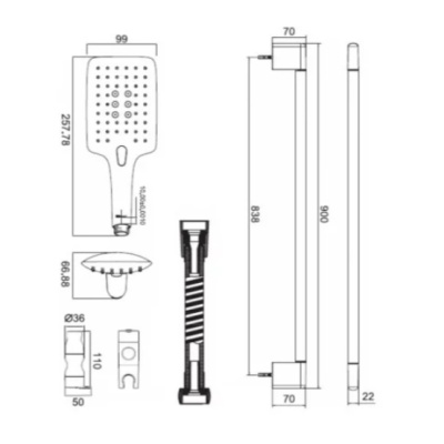 Душевая стойка Bravat Square D157CP-1 фотография
