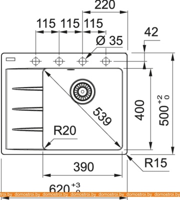 Кухонная мойка Franke Centro CNG 611-62 TL Fragranite 114.0639.704 (белый) фотография