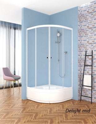 Душевой уголок Domani-Spa Delight 99 mid 90x90x195 (сатин-матированное стекло) с поддоном фотография