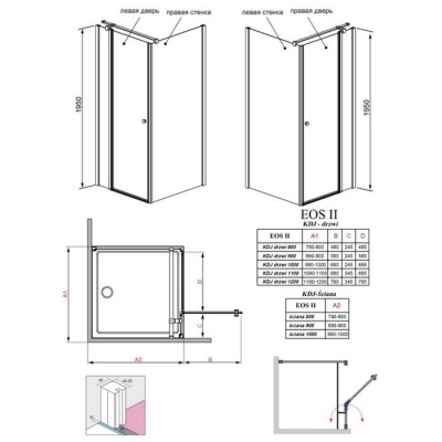 Душевая стенка Radaway Eos II S2 L/R [3799431-01] 90x197 фотография