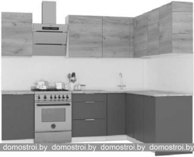 Кухня Интермебель Микс Топ-26 2.1x1.52м прав (дуб крафт зол-графит сер-ателье св.) фотография