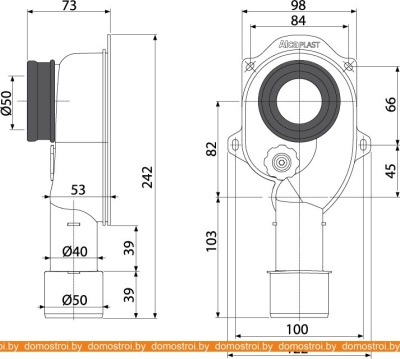 Сифон с переливом Alcaplast A45C фотография