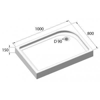 Акриловый поддон BelBagno TRAY-BB-AH 100x80 правый фотография