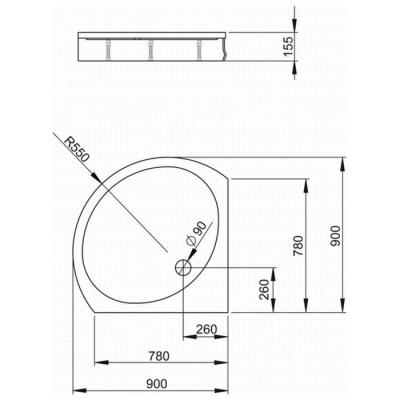 Акриловый поддон Radaway Patmos B90 90x90x15.5 фотография