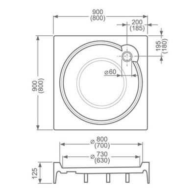 Акриловый поддон Roltechnik ALOHA-P 90x90x12 фотография