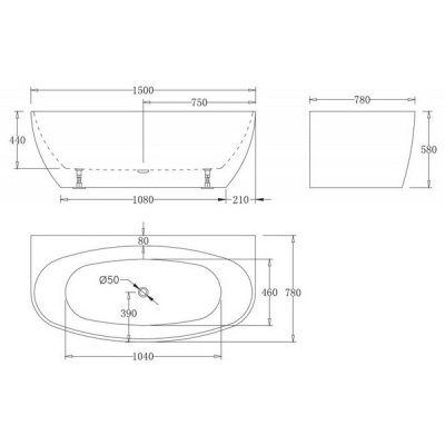 Акриловая ванна BelBagno BB83-1500 150x78 фотография