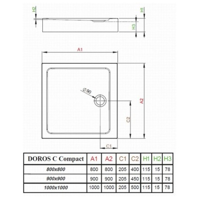 Акриловый поддон Radaway Doros C Compact 90x90x11.5 фотография