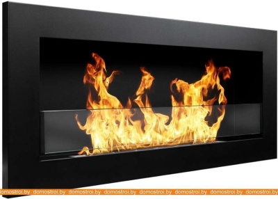 Биокамин BiokominkiGMT 900x400 Slim (черный матовый со стеклом) фотография