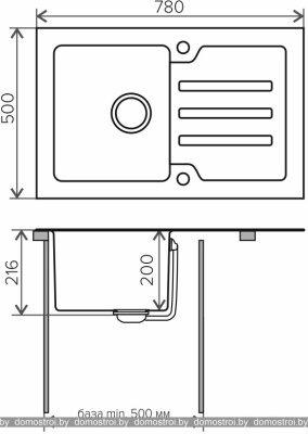 Кухонная мойка Tolero Ceramic glass TG-780 (белый) фотография
