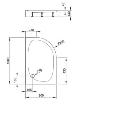 Акриловый поддон Bravat Type D-2L 100x80x14 с сифоном фотография