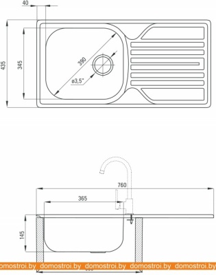 Кухонная мойка Deante Legato ZEL 0113 (сатин) фотография