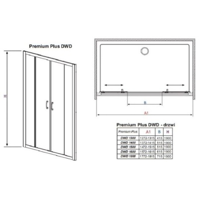 Душевая дверь Radaway Premium Plus DWD [33373-01-01N] 180x190 прозрачная фотография