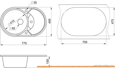 Кухонная мойка Granula 7801 (черный) фотография